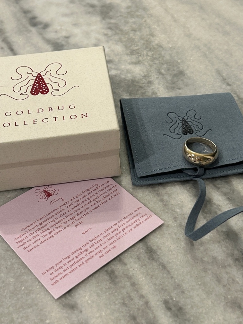 Goldbug Collection Scattered Stone Dome Ring Gold Plated over 925 sz 8